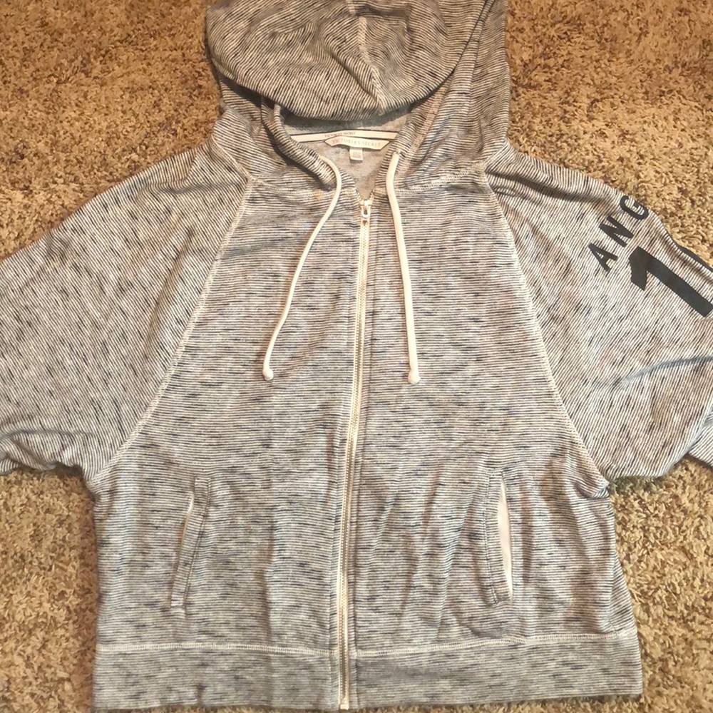 Black & white striped Victoria’s Secret zip hoodie